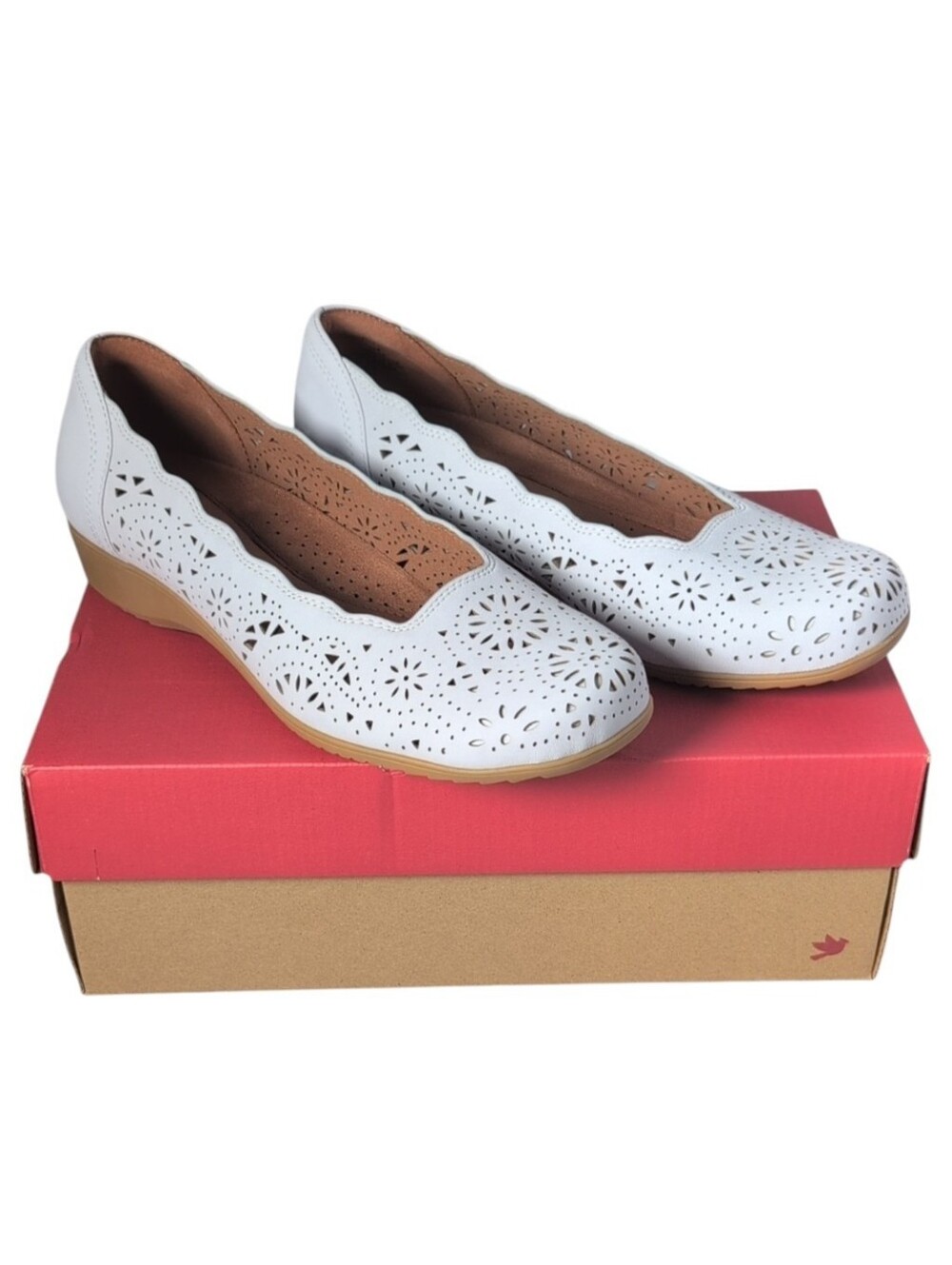 Cobb Hill Rockport Rory Comfort Leather Flats Light Grey Size 9.5 Wide